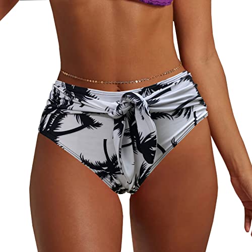 NLAND Damen Bikinihose Retro Badehose Mit Hoher Taille Und Verstellbarer Taille Und Hüfte Badehose Mit Bauchfalten von NLAND