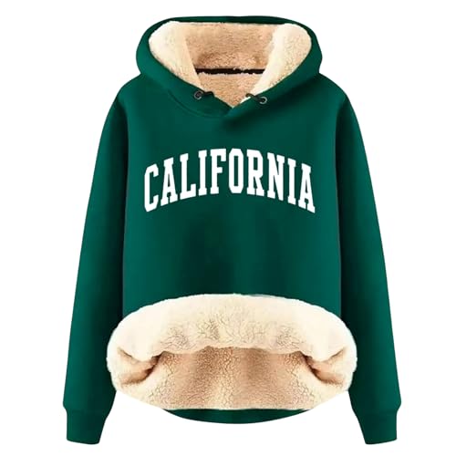 NLAND Hoodie Damen Kapuzenpullover Herbst Winter Oversize Pullover Sweatshirt Sport Langarm Fleece Gefütterte Übergroße Rundhals Hoody Herren mit Kapuze(Grün,M) von NLAND