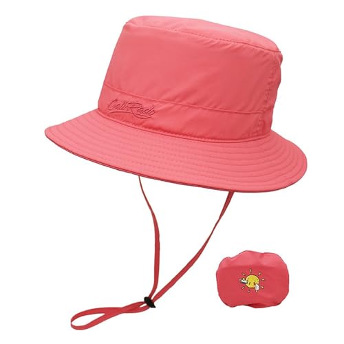 NLAND Kinder Sonnenhut Breite Sommer Einstellbar Kleinkind Strand Hut UV-Schutz für Baby Bucket Hat 2-6 Jahre，Rot Einheitsgröße von NLAND