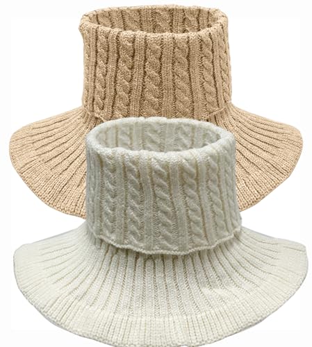 NLAND Krageneinsatz Damen Abnehmbarer Kragen Damen Falscher Kragen Rollkragen Einsatz Fake Bluse Kragen Turtleneck Elegant (Weiß+Kaki) von NLAND