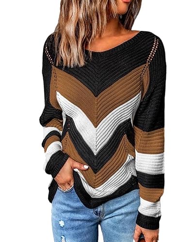 NLAND Pullover Damen Winter Strickpullover Langarm Oversize Hoodies Warm Oberteile (Braun,S) von NLAND