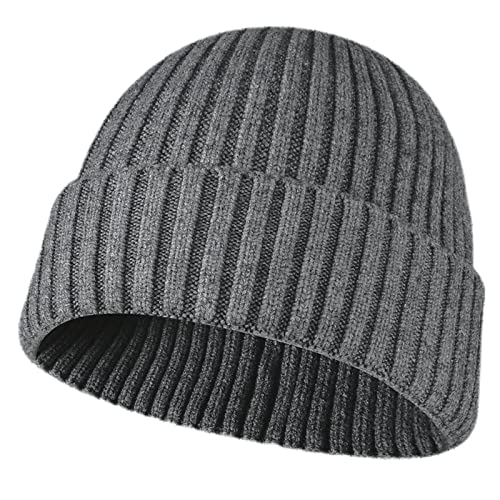 NLAND Unisex Retro Trawler Winter Beanie Hat Warme Wintermütze Damen Beanie Mütze Herren Strickmütze Weich und Leicht (Grau) von NLAND