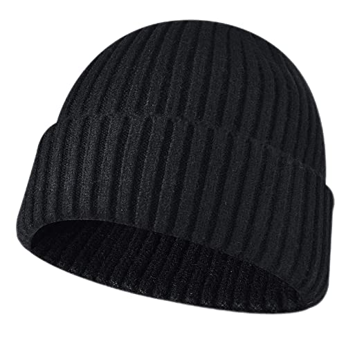 NLAND Unisex Retro Trawler Winter Beanie Hat Warme Wintermütze Damen Beanie Mütze Herren Strickmütze Weich und Leicht (Schwarz) von NLAND