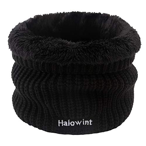 NLAND Winter warmer Halsschlauch Damen Herren Halswärmer mit Fleece Sport Gamaschenmaske Strickschal,Schwarz Einheitsgröße von NLAND