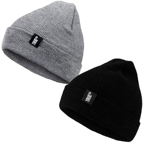 NLAND Wintermütze Herren und Damen Warme Unisex Beanie Mütze Strickmütze Weich Wollmütze für Frauen Männer (Schwarz&Grau) von NLAND