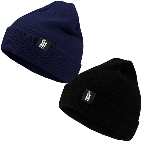 NLAND Wintermütze Herren und Damen Warme Unisex Beanie Mütze Strickmütze Weich Wollmütze für Frauen Männer (Schwarz&Marineblau) von NLAND