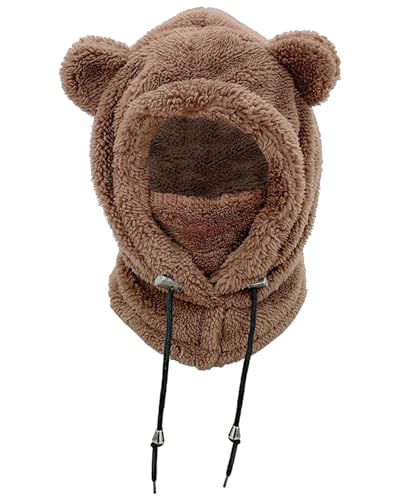 NLAND Wintermütze Kinder Sturmhaube Jungen Mädchen 3-8 Jahre Warmen Schlupfmütze mit Schal Schalmütze Kapuzenschal Skimütze(Kaffee) von NLAND