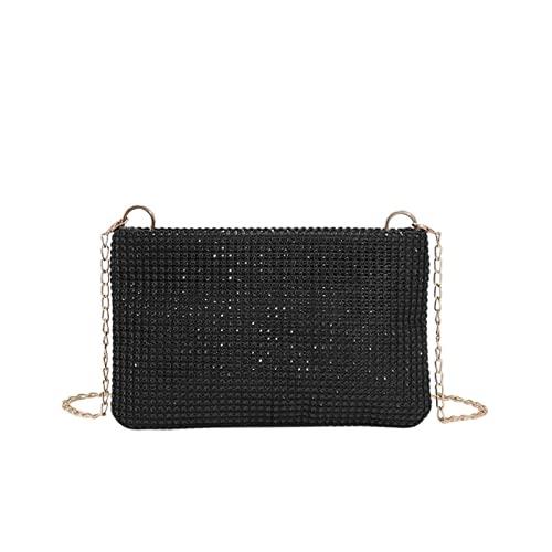 NLAVW Abendtasche Damen Clutch Damen Strass Umhängetasche Glänzend Abend Clutch Geldbörse Damen Elegant Glitzer Kettenriemen Corssbody Tasche Für Party Club Dating Schwarz von NLAVW