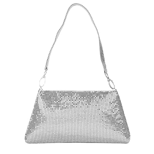 NLAVW Abendtasche Damen Clutch Weibliche Glänzende Pailletten Achsel Umhängetasche Mode Frauen Bling Abend Handtasche Für Bankett Party Date Club Hochzeit Geldbörse Silber von NLAVW