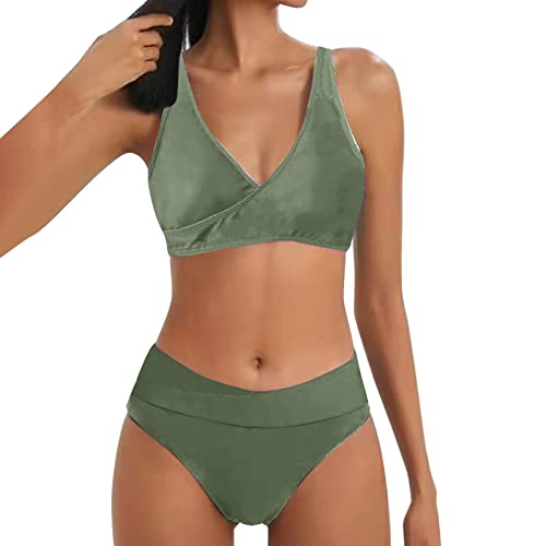 Damen Sommer Tankini Badeanzug mit hoher Taille, zweiteiliges Set Badebekleidung Set für Frauen Strandbekleidung Set Badekleider Set für Frauen in Übergröße Elegante Badeanzüge für Frauen (#E-AG, M) von NLGToy