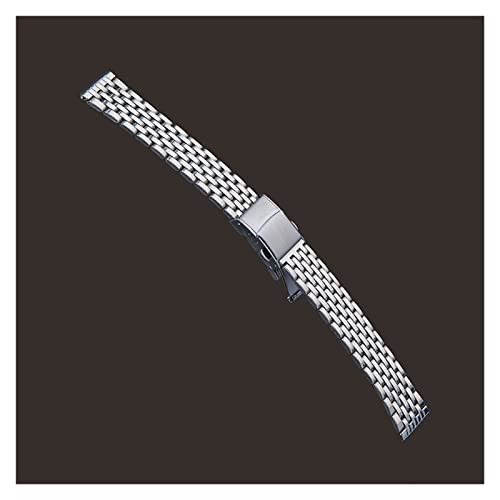 NLNKDTDPAK 14mm 16mm 18mm Einstellbare Silber Edelstahl Verschluss Uhr Uhrenarmband Metallarmbänder(Silver white,16mm) von NLNKDTDPAK