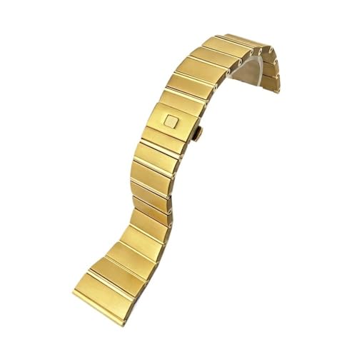 NLNKDTDPAK 15mm 17mm 18mm 23mm 25mm 316L Edelstahl Armband Fit for Omega CONSTELLATION Doppel Metall armband Zubehör(Golden,25mm-9.5mm) von NLNKDTDPAK