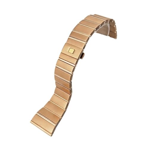 NLNKDTDPAK 15mm 17mm 18mm 23mm 25mm 316L Edelstahl Armband Fit for Omega CONSTELLATION Doppel Metall armband Zubehör(Rose Gold,18mm-9.5mm) von NLNKDTDPAK