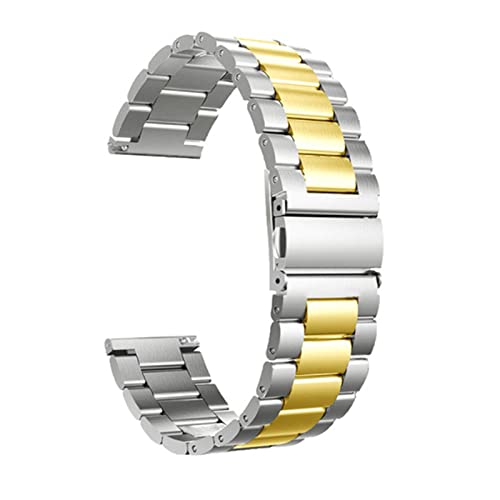 NLNKDTDPAK 18/20/22 / 24mm Release üblicher Uhrenarmband Premium Solid Edelstahl Metall Armbandarmband for Männer Watch(Silver Gold,22 mm) von NLNKDTDPAK