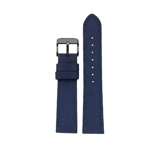 NLNKDTDPAK 18 mm/19/20/21/22/23/24 mm Nylon-Lederarmband, passend for Seiko SRPC31J1, passend for Citizen, passend for Tissot, alle großen Marken, Herren-Armband(Blue bk,20mm) von NLNKDTDPAK