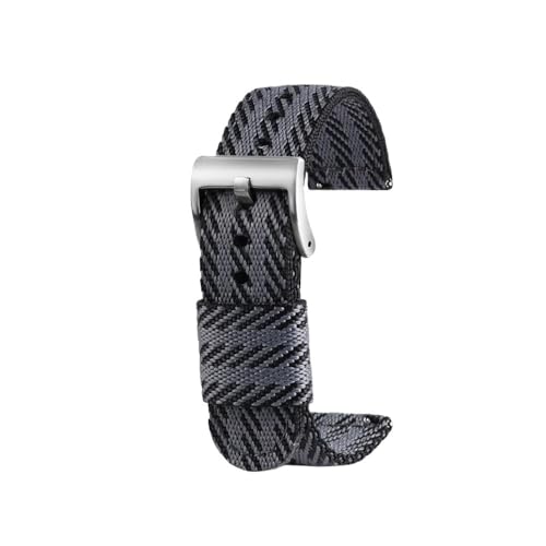 NLNKDTDPAK 18 mm 20 mm 22 mm 24 mm gewebtes Nylonarmband for Herren, Ersatzarmband, Zubehör, passend for Hamilton/Fit for Rolex/Fit for Seiko/Fit for Mido, Universal-Armband(Black grey sk,24mm) von NLNKDTDPAK