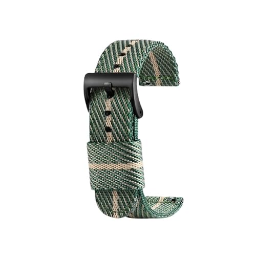 NLNKDTDPAK 18 mm 20 mm 22 mm 24 mm gewebtes Nylonarmband for Herren, Ersatzarmband, Zubehör, passend for Hamilton/Fit for Rolex/Fit for Seiko/Fit for Mido, Universal-Armband(Green rice bk,22mm) von NLNKDTDPAK