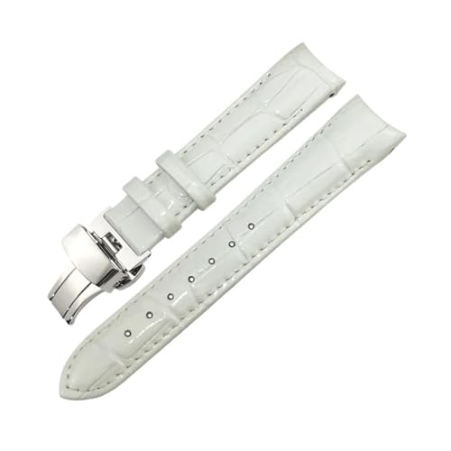 NLNKDTDPAK 18mm Crimson Lederarmband passend for Tissot 1853 T035 T035210 T035207 Armband Damen gebogenes Uhrenarmband(White,18MM_BLACK BUCKLE) von NLNKDTDPAK
