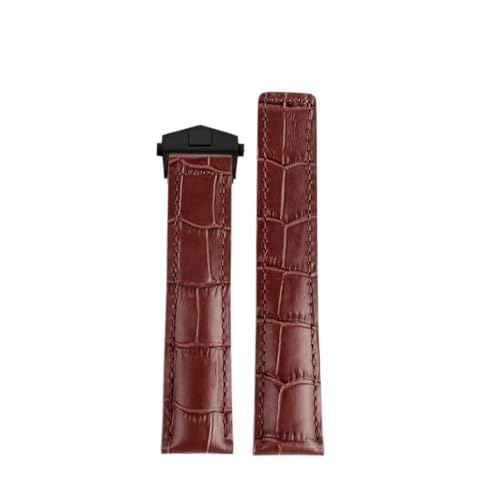 NLNKDTDPAK 19mm 20mm 22mm Fit for TAG Fit for Heuer Fit for Calera Lederarmband Blau braun schwarz rote Linie Leder Herrenuhrenarmband Zubehör(Brown black buckle,19mm) von NLNKDTDPAK