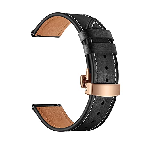 NLNKDTDPAK 2. 0MM 22MM Lederband Uhr 3 Band 41mm / 45mm / 42mm / 46mm / Active 2 Armband fit for Huawei GT 2 / Pro Gurt Fit for Samsung-Galaxie(Rose gold Black,22mm) von NLNKDTDPAK