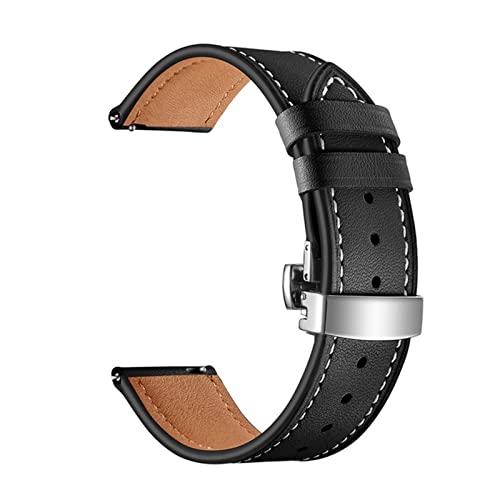 NLNKDTDPAK 2. 0MM 22MM Lederband Uhr 3 Band 41mm / 45mm / 42mm / 46mm / Active 2 Armband fit for Huawei GT 2 / Pro Gurt Fit for Samsung-Galaxie(Silver Black,20mm) von NLNKDTDPAK