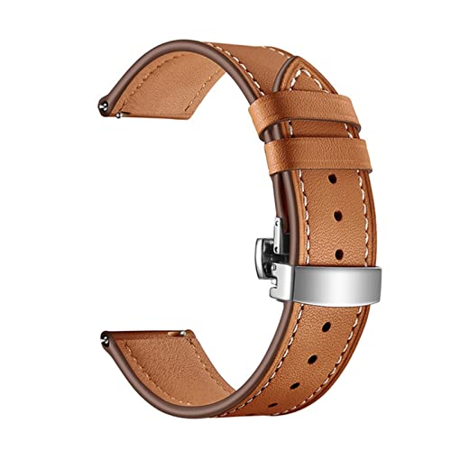 NLNKDTDPAK 2. 0MM 22MM Lederband Uhr 3 Band 41mm / 45mm / 42mm / 46mm / Active 2 Armband fit for Huawei GT 2 / Pro Gurt Fit for Samsung-Galaxie(Silver Brown,20mm) von NLNKDTDPAK