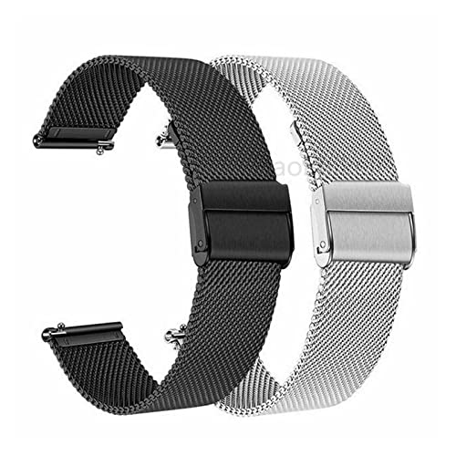 NLNKDTDPAK 2. 2mm Metallriemen GT / GT2 46mm Ehre Magic Smart Band Armband Edelstahlgurte Armband Correa Fit for Huawei Uhr Fit for Ticwatch Pro(Black-silver) von NLNKDTDPAK
