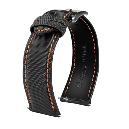 NLNKDTDPAK 20 mm 21 mm 22 mm 23 mm 24 mm Nylon-Rindsleder-Sohlen-Uhrenarmband, passend for Tag Heuer, passend for Citizen, passend for Seiko No.5 UHR, Herren Damen, Canvas-Stoff-Uhrenarmband(Black ora NLNKDTDPAK 20 mm 21 mm 22 mm 23 mm 24 mm Nylon-Rindsleder-Sohlen-Uhrenarmband, passend for Tag Heuer, passend for Citizen, passend for Seiko No.5 UHR, Herren Damen, Canvas-Stoff-Uhrenarmband(Black ora von NLNKDTDPAK