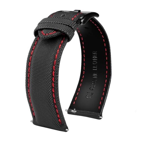 NLNKDTDPAK 20 mm 21 mm 22 mm 23 mm 24 mm Nylon-Rindsleder-Sohlen-Uhrenarmband, passend for Tag Heuer, passend for Citizen, passend for Seiko No.5 UHR, Herren Damen, Canvas-Stoff-Uhrenarmband(Black red NLNKDTDPAK 20 mm 21 mm 22 mm 23 mm 24 mm Nylon-Rindsleder-Sohlen-Uhrenarmband, passend for Tag Heuer, passend for Citizen, passend for Seiko No.5 UHR, Herren Damen, Canvas-Stoff-Uhrenarmband(Black red von NLNKDTDPAK