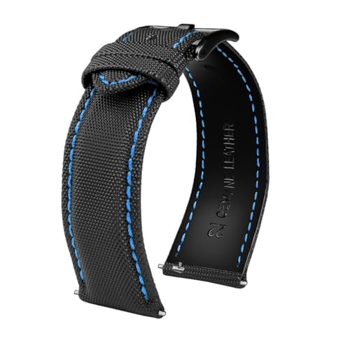 NLNKDTDPAK 20 mm 21 mm 22 mm 23 mm 24 mm Nylon-Rindsleder-Sohlen-Uhrenarmband, passend for Tag Heuer, passend for Citizen, passend for Seiko No.5 UHR, Herren Damen, Canvas-Stoff-Uhrenarmband(Black blu NLNKDTDPAK 20 mm 21 mm 22 mm 23 mm 24 mm Nylon-Rindsleder-Sohlen-Uhrenarmband, passend for Tag Heuer, passend for Citizen, passend for Seiko No.5 UHR, Herren Damen, Canvas-Stoff-Uhrenarmband(Black blu von NLNKDTDPAK