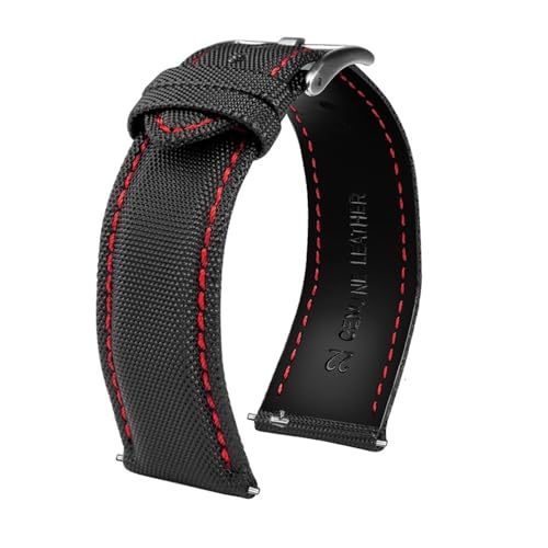 NLNKDTDPAK 20 mm 21 mm 22 mm 23 mm 24 mm Nylon-Rindsleder-Sohlen-Uhrenarmband, passend for Tag Heuer, passend for Citizen, passend for Seiko No.5 UHR, Herren Damen, Canvas-Stoff-Uhrenarmband(Black red NLNKDTDPAK 20 mm 21 mm 22 mm 23 mm 24 mm Nylon-Rindsleder-Sohlen-Uhrenarmband, passend for Tag Heuer, passend for Citizen, passend for Seiko No.5 UHR, Herren Damen, Canvas-Stoff-Uhrenarmband(Black red von NLNKDTDPAK