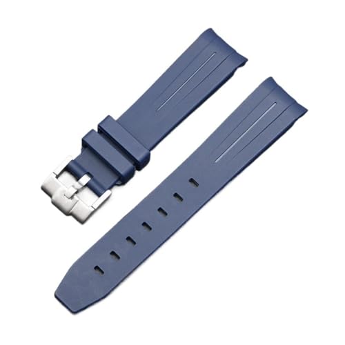 NLNKDTDPAK 20 mm gebogenes End-Schnittstellen-Gummi-Uhrenarmband, passend for Omega, passend for Moonswatch, gemeinsame Konstellation, Herren- und Damen-Sportuhrenarmband(Dark blue 2) von NLNKDTDPAK