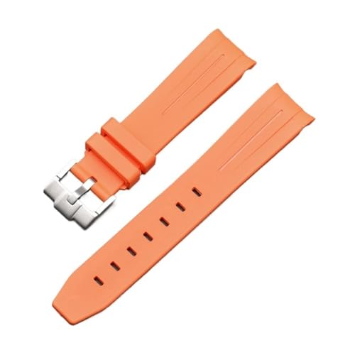 NLNKDTDPAK 20 mm gebogenes End-Schnittstellen-Gummi-Uhrenarmband, passend for Omega, passend for Moonswatch, gemeinsame Konstellation, Herren- und Damen-Sportuhrenarmband(Orange 2) von NLNKDTDPAK