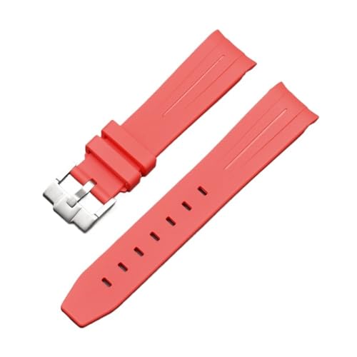 NLNKDTDPAK 20 mm gebogenes End-Schnittstellen-Gummi-Uhrenarmband, passend for Omega, passend for Moonswatch, gemeinsame Konstellation, Herren- und Damen-Sportuhrenarmband(Red 2) von NLNKDTDPAK