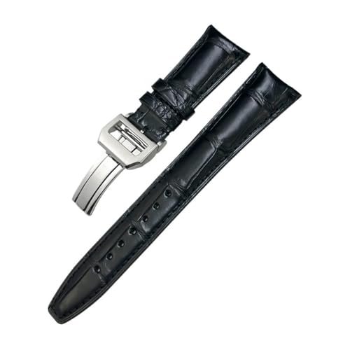 NLNKDTDPAK 20mm 21mm 22mm Blaues Hautarmband Passend for IWC Porotfino Portugieser Big PILOT'S Watches Hautuhrenarmband(Black Square Buckle,21mm) von NLNKDTDPAK