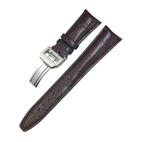 NLNKDTDPAK 20mm 21mm 22mm Blaues Hautarmband Passend for IWC Porotfino Portugieser Big PILOT'S Watches Hautuhrenarmband(Brown Square Buckle,22mm) von NLNKDTDPAK