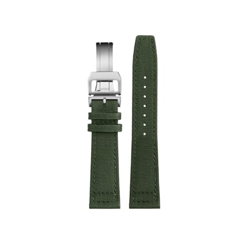 NLNKDTDPAK 20mm 21mm 22mm Nylon Canvas Stoff Uhrenarmband passend for IWC Pilot Spitfire Timezone Top Gun Strap Faltschließe Gürtel Armbanduhr Armband(Green sk K01,20mm) von NLNKDTDPAK