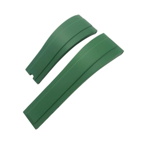 NLNKDTDPAK 20mm 21mm Schwarz Rot Grün Konkaves Gummiarmband Passend for Rolex Daytona GMT Submariner Gürtelschnalle Sport Silikon Uhrenarmband(Green,21mm) von NLNKDTDPAK