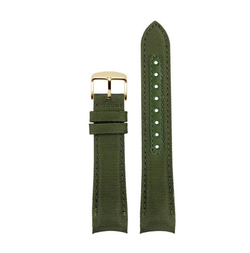 NLNKDTDPAK 20mm 22mm Armband passend for Omega Fit for Seamaster 300 Leder Nylon Canvas Handgelenkarmband passend for Rolex Water Ghost Uhrenarmband mit gebogenem Ende(Army Green gk,22mm) von NLNKDTDPAK