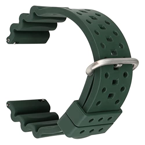 NLNKDTDPAK 20mm 22mm Weiche Fluor-Gummi-Uhr-Armbandgurt Tauchen wasserdicht Atmungsaktive Sport-Band-Uhr Armband Fit for Seiko Fit for Samsung Fit for Huawei(Green S,24mm) von NLNKDTDPAK