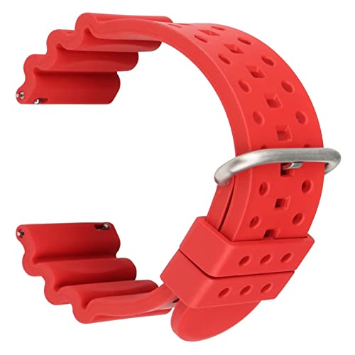 NLNKDTDPAK 20mm 22mm Weiche Fluor-Gummi-Uhr-Armbandgurt Tauchen wasserdicht Atmungsaktive Sport-Band-Uhr Armband Fit for Seiko Fit for Samsung Fit for Huawei(Red S,20mm) von NLNKDTDPAK
