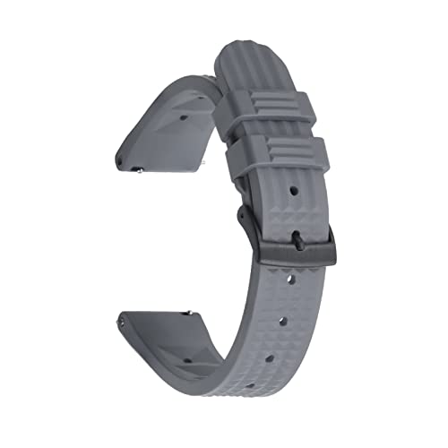 NLNKDTDPAK 20mm Uhren-Bands for Waffel-Gummi-Riemen Wasserdichte Edelstahlgold/Schwarz/Silberschnalle-Uhr Zubehör(Rubber Gray Black) von NLNKDTDPAK