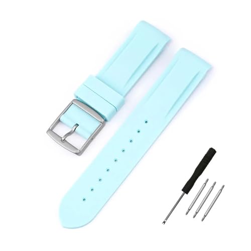NLNKDTDPAK 20mm gebogenes Ende Gummiarmband passend for Omega passend for Moonswatch Herren Damen Sportuhrenarmband passend for Markenuhren(Light Blue) von NLNKDTDPAK