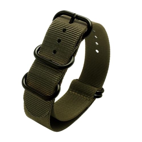 NLNKDTDPAK 22 mm 24 mm 26 mm Nylon-Sportarmband, modisches Armband-Zubehör, grünes Militär/blaues Uhrengürtel-Zubehör(Army green bk,19mm) von NLNKDTDPAK