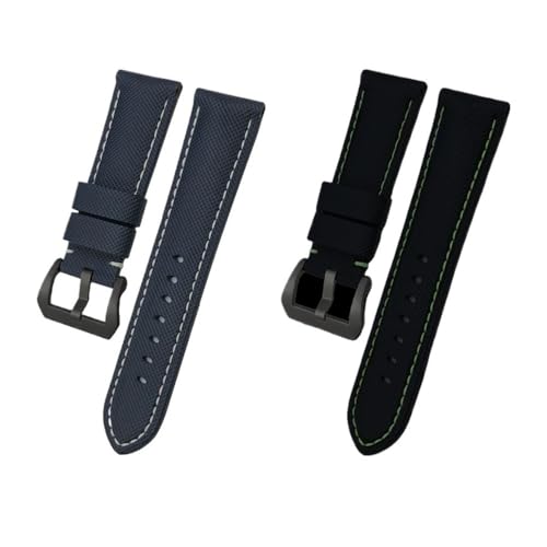 NLNKDTDPAK 22mm 24mm 26mm Nylon Textur Carbon Fiber Armband Fit for Panerai Fit for Luminor PAM1312 441 Schwarz armband Armband(Darkblue Black,24mm) von NLNKDTDPAK