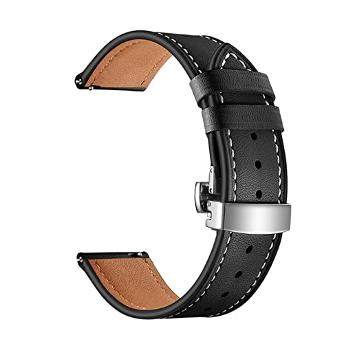 NLNKDTDPAK Armband for Watch Active2, 40 mm, 20 mm, Lederarmband, Watch Active 2, 44 mm, Armbänder, passend for Samsung, passend for Galaxy(Black silver,20mm width) von NLNKDTDPAK