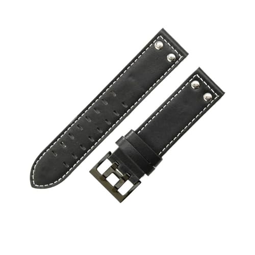 NLNKDTDPAK Atmungsaktives Leder-Uhrenzubehör, passend for Hamilton H760250 Khaki Aviation Uhrenarmband 20 22 mm(Black white-Black,20mm) von NLNKDTDPAK