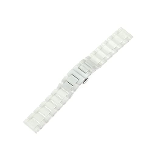 NLNKDTDPAK Black Ceramic Armbandarmband Verstellbare Kette Armband Armbanduhr Zubehör Sport Armbands Männliche Fit for Samsung Galaxy(White,15mm) von NLNKDTDPAK