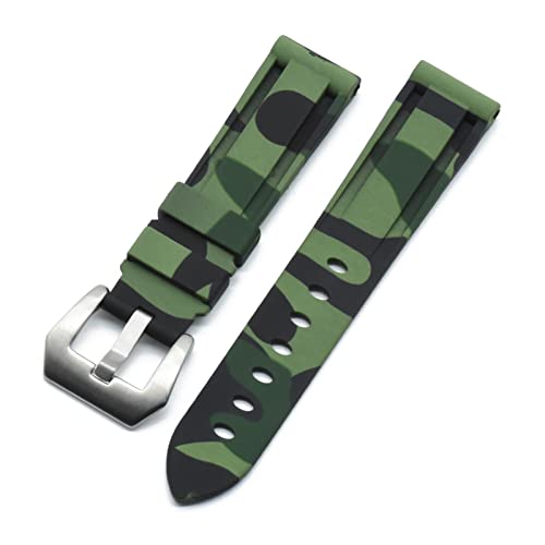 NLNKDTDPAK Camouflage Silikon Uhrenband 20mm 22mm 24mm Wasserdichte Gummi Uhr Band Armband for Smartwatch Zubehör(Army Green,20mm) von NLNKDTDPAK