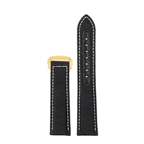 NLNKDTDPAK Canvas Armband Leder Uhrenarmband Passend for Omega Passend for Seamaster Speedmaster 300 310 AT150 19mm 20mm Armband(Black white line gk,19mm) von NLNKDTDPAK